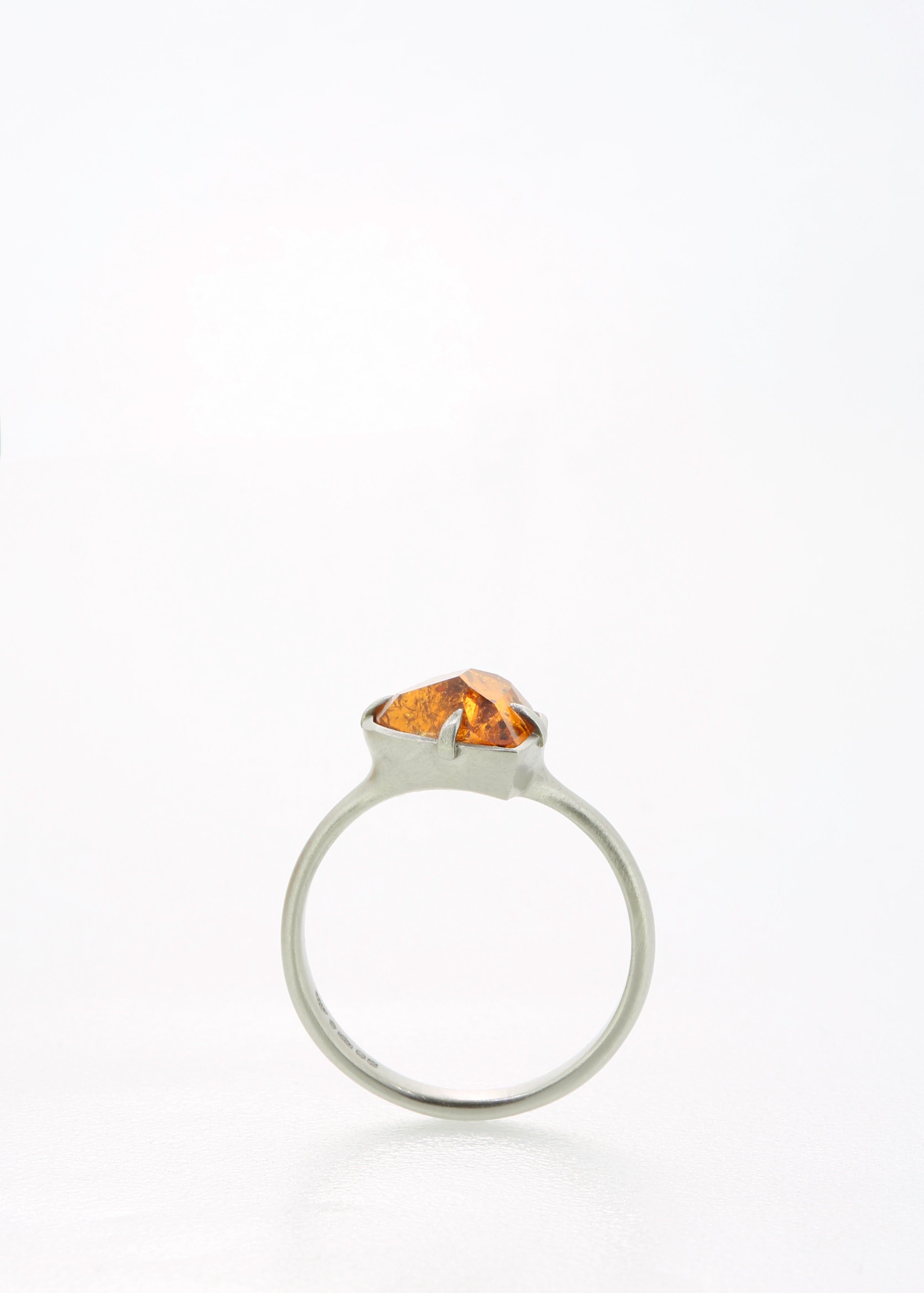 Mandarin garnet platinum ring