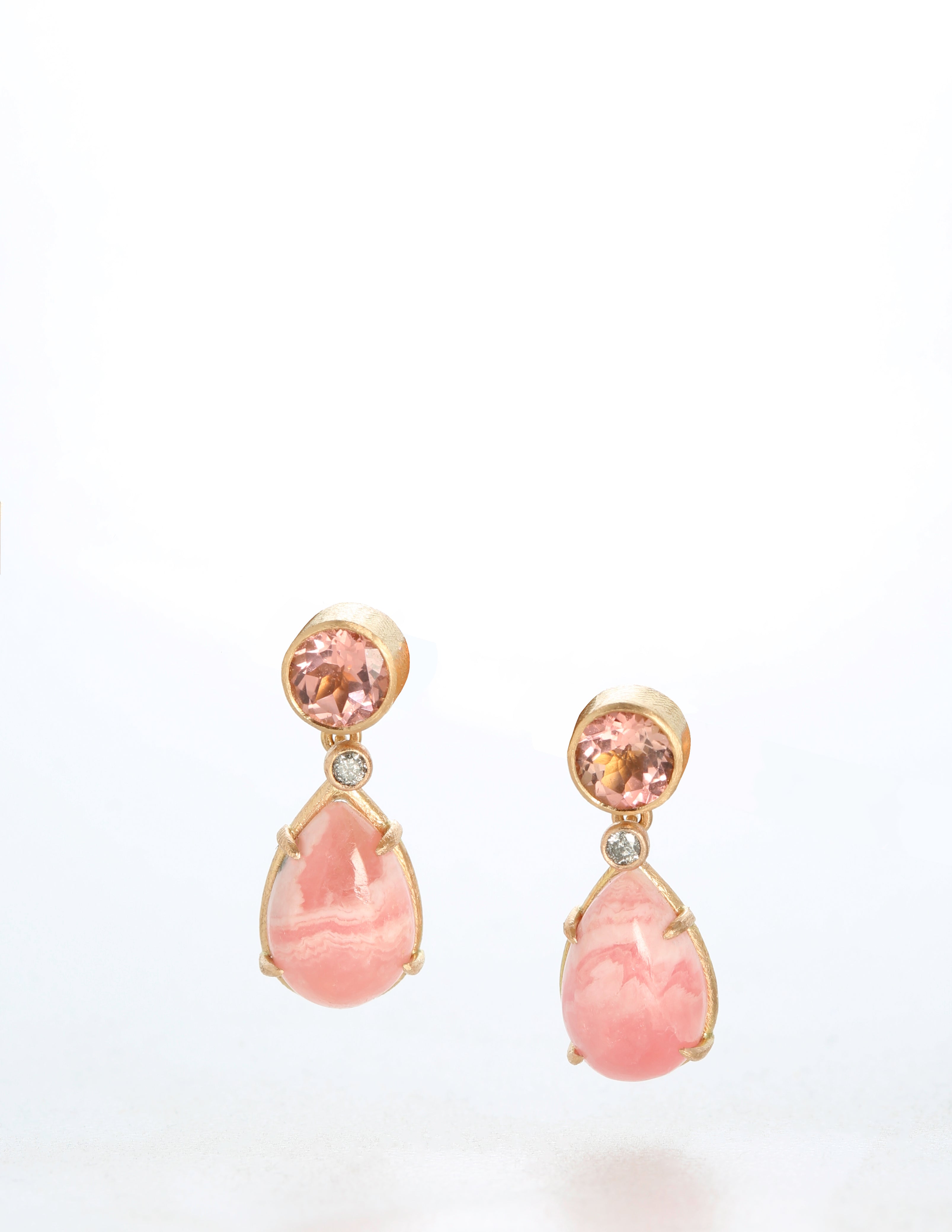 Pink tourmalines and rhodochrosit ear rings