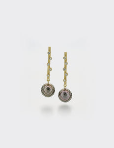Bud ear studs with pearls and diamonds