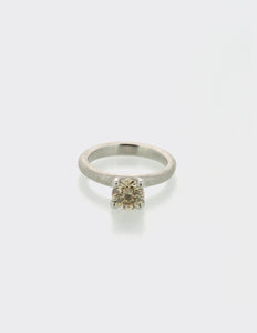 Platinum and pale brown diamond ring