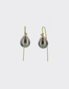 Tahitian pearl and diamond earrings